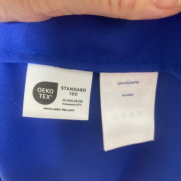 Lands End Womens Blue V-Neck Blouse Size 10 Long Bell Sleeves Made In Sri‎ Lanka - Picture 3 of 9